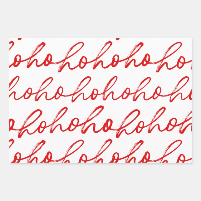 Modernes Weihnachtsmuster in Rot und Weiß Geschenkpapier Set (Vorderseite)