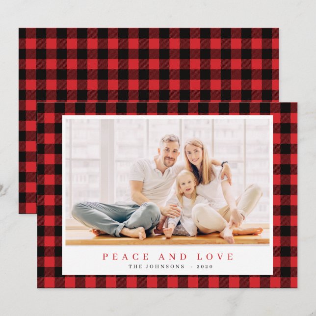 Modernes Weihnachtsmuster Kariert Tartan Feiertagskarte (Vorne/Hinten)