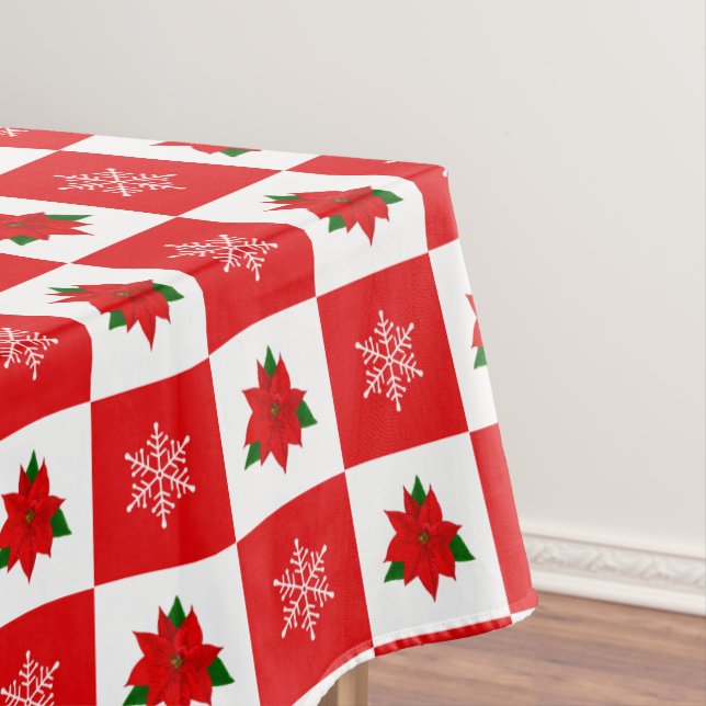 Modernes Weihnachtsrot und Weißtafel Tischdecke (Beispiel)