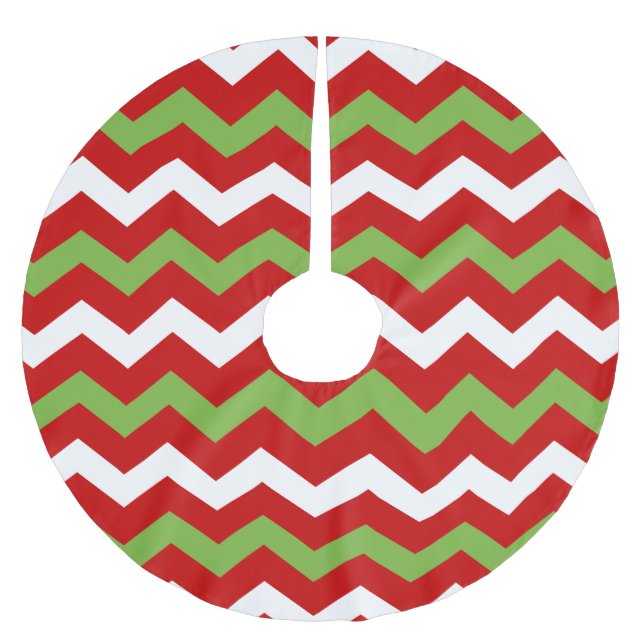 Modernes WeihnachtsZickzack Muster Polyester Weihnachtsbaumdecke (Vorderseite)