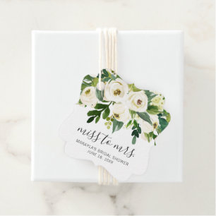 Modernes Weiß Blumen Elegantes Brautparty Geschenkanhänger