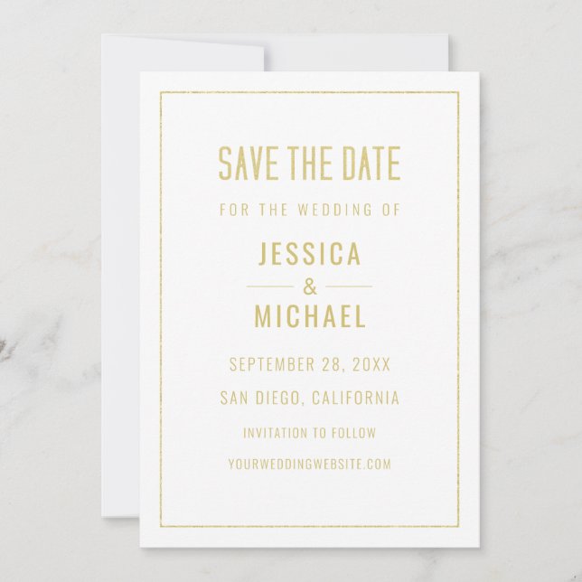 Modernes Weiß Elegant Einfache Minimalistische Hoc Save The Date (Vorderseite)