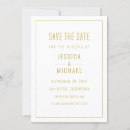 Modernes Weiß Elegant Einfache Minimalistische Hoc Save The Date