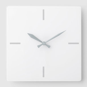 Modernes Weiß & Grau Minimalistisch Quadratische Wanduhr