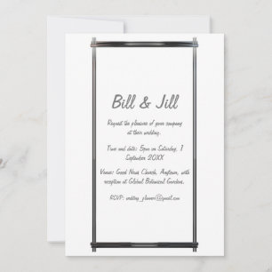 Modernes Weiß mit Chrome Art Deco Rahmen Hochzeit Einladung