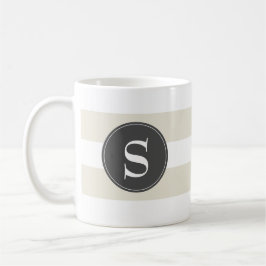 Modernes Weiß, Taupe, Schwarzes Monogramm Kaffeetasse