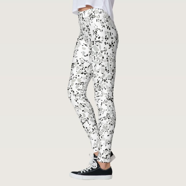 Modernes Weiß Terrazzo Leggings (Links)