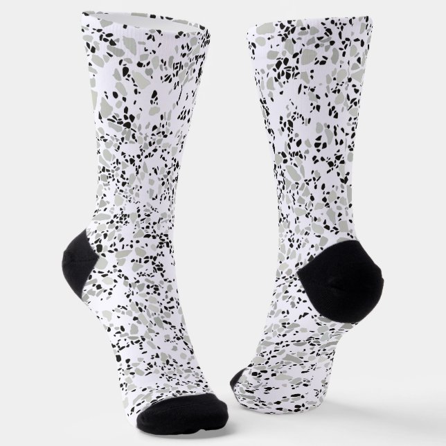 Modernes Weiß Terrazzo Socken (Gewinkelt)