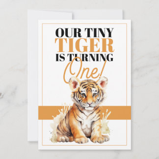 Modernes Weiß und Orange Tiger Jungle Geburtstag Einladung