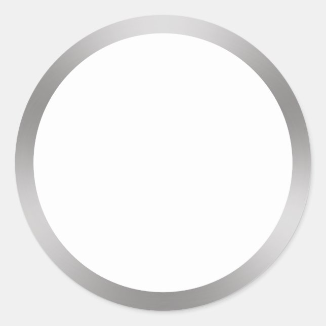 Modernes Weiß und Silber-Look Grenzen Runder Aufkleber (Vorderseite)
