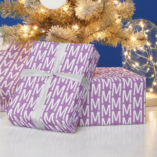 Modernes, weißes, individuelles Monogramm-Musterg Geschenkpapier