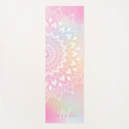 Modernes, weißes Mandala mädchenhaftes Regenbogenm Yogamatte