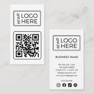 Modernes weißes QR-Code Social Media-Logo Visitenkarte