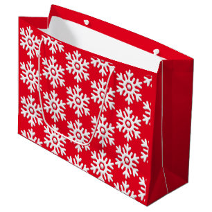 Modernes, weißes Schneeflocken rot Große Geschenktüte