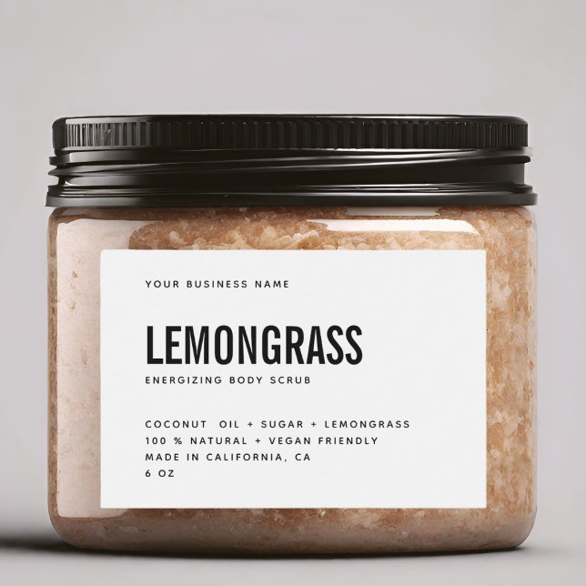 Modernes, weißes, schwarzes Körperpeeling Lebensmitteletikett (Von Creator hochgeladen)