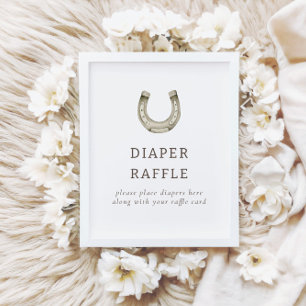 Modernes Western Rodeo Baby Dusche Raffle Zeichen Poster