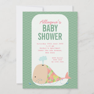 Modernes Whale Trendy Baby Dusche Party laden ein Einladung