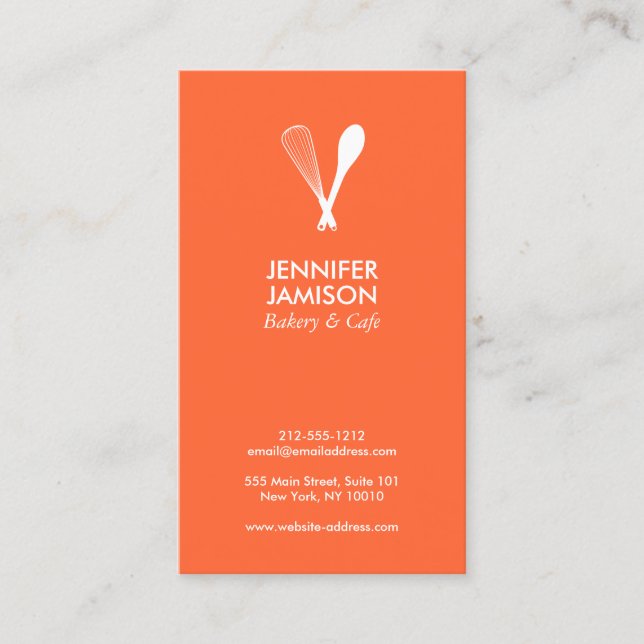 MODERNES WHISK & SPOON LOGO auf ORANGE Business Ca Visitenkarte (Vorderseite)