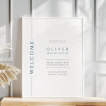 Modernes White and Blue Bar Mitzvah Begrüßungszeic Poster<br><div class="desc">Mazel tov auf diesem besondere Anlass! Machen Sie das Bar Mitzvah Party mit diesem minimalistischen Typografie Blau-Weiß-Willkommensplakat zu einem besonderen Erlebnis. Dieses Schild enthält einen Ort für Datum,  Ort und Stadt.</div>
