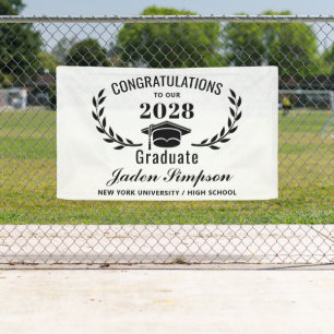 Modernes White Black 2024 Abschluss Graduate Banner