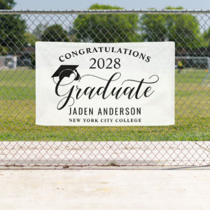 Modernes White Black Class 2024 Abschluss Graduate Banner
