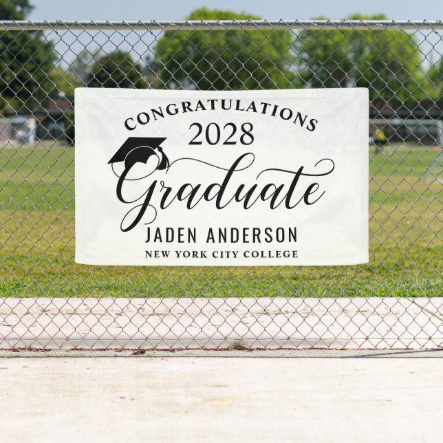 Modernes White Black Class 2024 Abschluss Graduate Banner (Insitu)