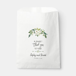 Modernes White Blooming Floral Handwriting DANK Geschenktütchen