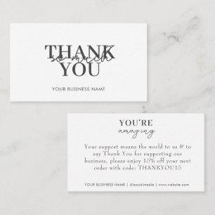 Modernes White Business Elegante Vielen Dank Visitenkarte