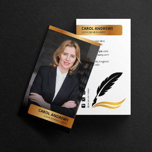 Modernes White Gold Loan Signing Agent Notary Publ Visitenkarte