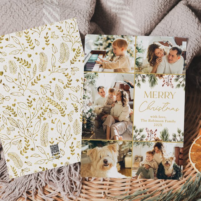 Modernes White Gold Multi Foto Frohe Weihnachten (Von Creator hochgeladen)