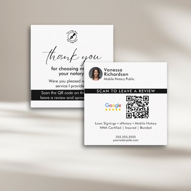 Modernes White Google Review QR Notar Vielen Dank Quadratische Visitenkarte (Von Creator hochgeladen)