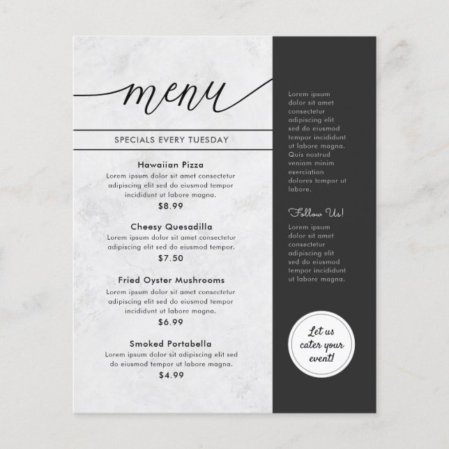 Modernes White Gray Restaurant Flyer (Vorne)