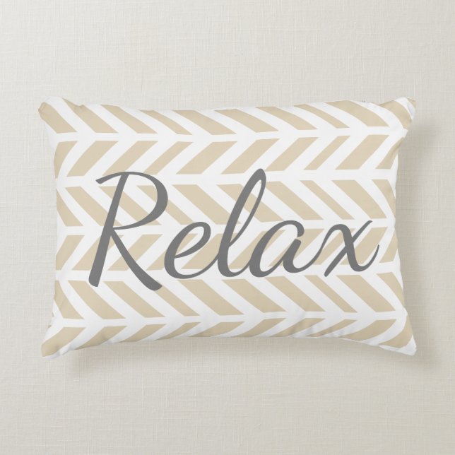 Modernes White Herringbone Relax Dekokissen (Vorderseite)
