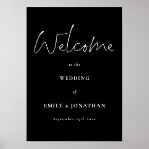 Modernes White Script Black Willkommen bei Wedding Poster