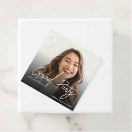 Modernes White Script Grad Party Foto Geschenkanhänger