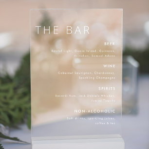Modernes White Wedding Bar Menu Acrylschild