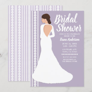 Modernes White Wedding Dress & Pearls Brautparty Einladung