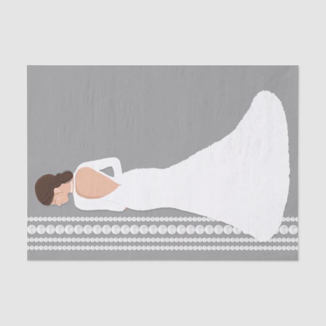 Modernes White Wedding Dress & Pearls Brautparty Seidenpapier (Vorderseite)