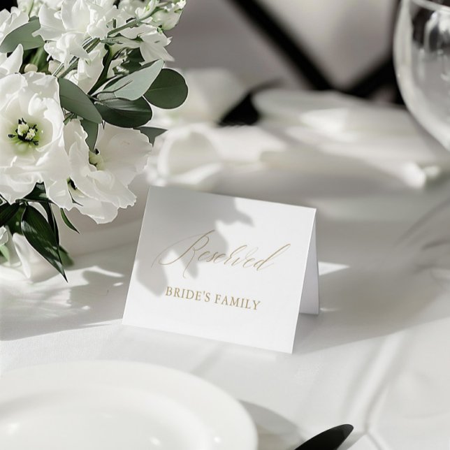 Modernes White Wedding Reservierte Tafelzelt Einladung (Modern White Wedding Reserved Table Tent Sign)