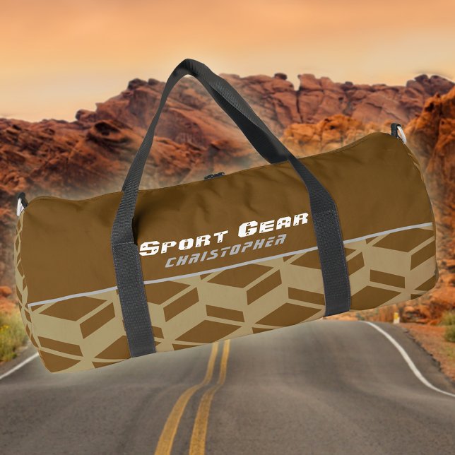 Modernes Wiederholmuster braun Duffle Bag (Modern Sporting Duffel Bag. Great for outdoors activities.)