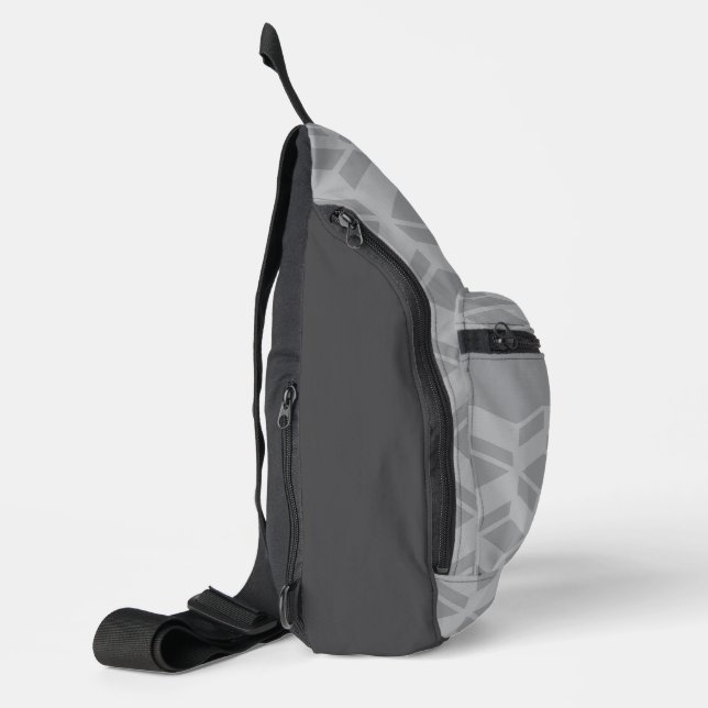 Modernes Wiederholmuster Grau Crossbody Bag (Linke Seite)