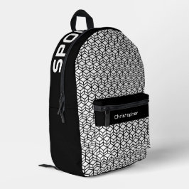 Modernes Wiederholmuster Schwarz-weiß Bedruckter Rucksack