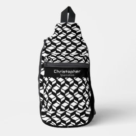 Modernes Wiederholmuster Schwarz-weiß Crossbody Bag
