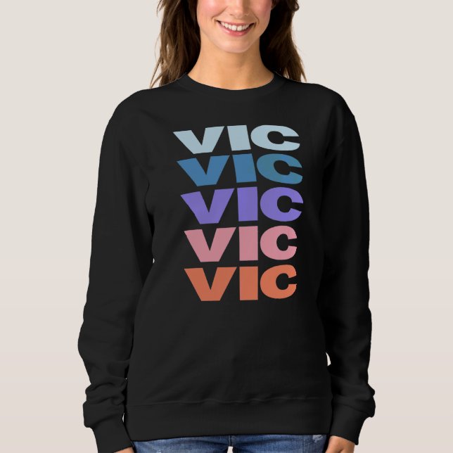 Modernes, wiederholtes Textdesign Vic Sweatshirt (Vorderseite)