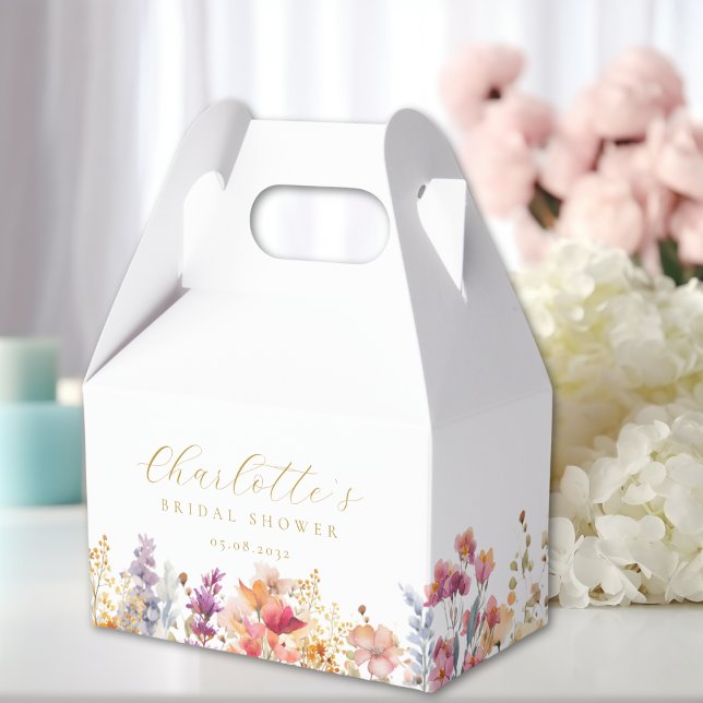 Modernes, Wildblume, Brautparty Geschenkschachtel (Modern, wildflower, bridal shower favor boxes with your name and date.)