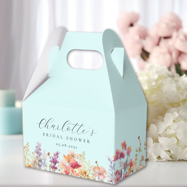 Modernes, Wildblume, Brautparty Geschenkschachtel (Modern, wildflower, bridal shower favor boxes with your name and date.)