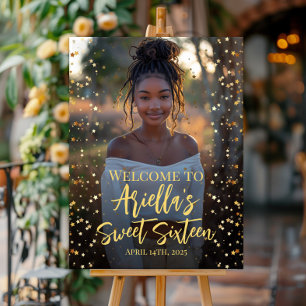 Modernes Willkommensschild mit süßen 16 Party Foto Poster