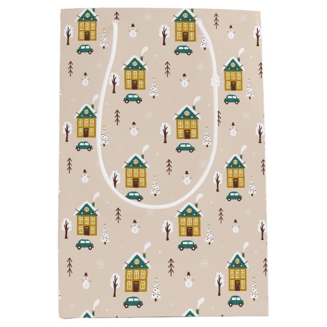 Modernes Winterferienhaus Mittlere Geschenktüte (Vorderseite)