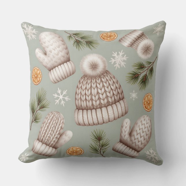 Modernes Winterkissen mit Schneeflocken - neutral Kissen (Vorderseite)
