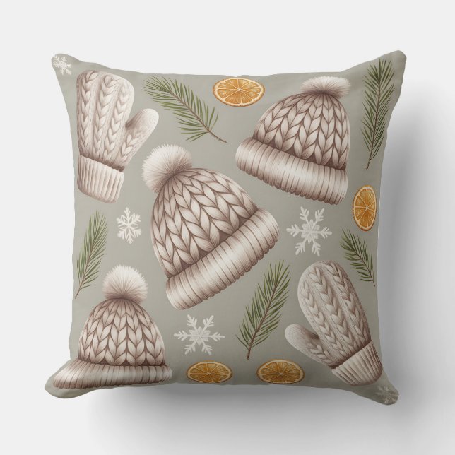 Modernes Winterkissen mit Schneeflocken - neutral Kissen (Vorderseite)